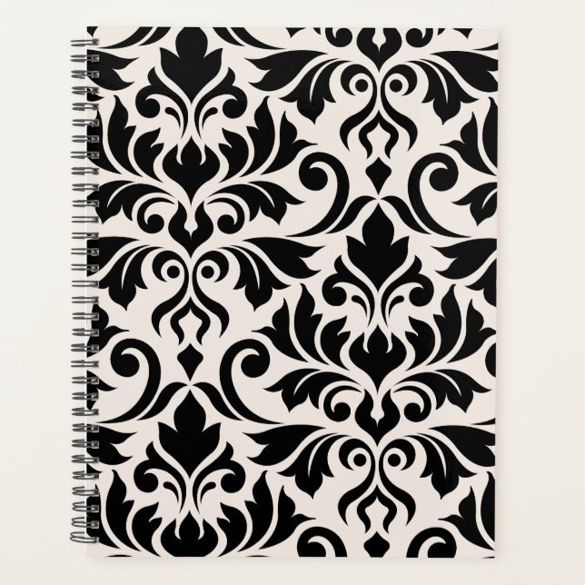 Flourissant Damask Art I Black on Cream (Devant)