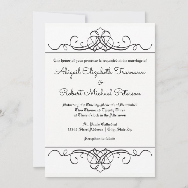 Flourissement Vintage officiel - Faire-part de mar (Devant)