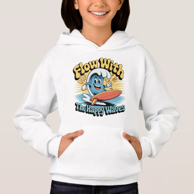Flow With The Happy Waves Kids Surf Shirt (Devant)