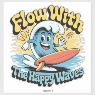 Flow With The Happy Waves Waterproof Sticker