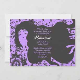 Flower Bar Bat mitzvah Invitation Invitation