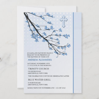 Flower Blue Branches Invitation