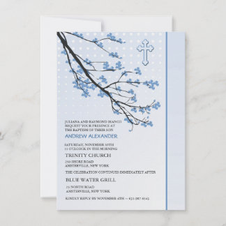 Flower Blue Branches Invitation