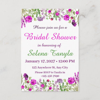  Flower Bridal Shower Invitation Card