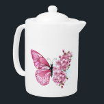Flower Butterfly<br><div class="desc">Flower arrangement of pink butterfly with rose Japanese cherry blossoms on white background.</div>