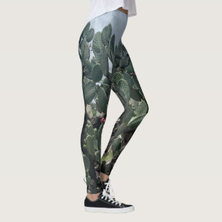 Flower Cactus Fashion Leggings Vert bleu