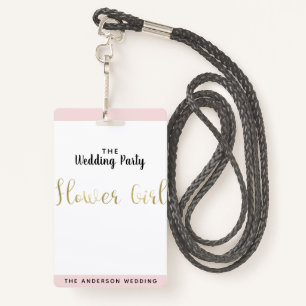 Flower Girl Gold Wedding Party VIP Pass Badge