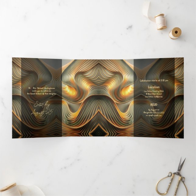 Flower Gold Sweet moderne 16 Party Invitation (Intérieur)