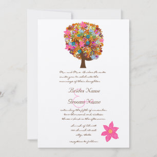 Flower Love Arbre rose Fleur mariage Invitations