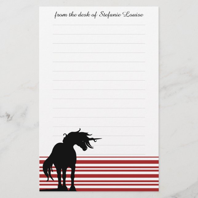 Flower Mane Unicorn (bandes rouges) Papeterie (Devant)
