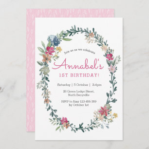 Flower Meadow Invitation d'anniversaire