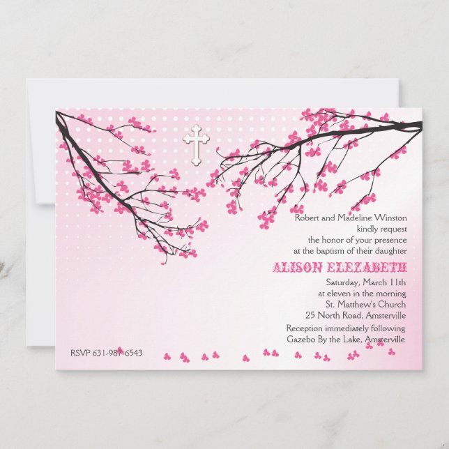 Flower Pink Branches Invitation (Devant)
