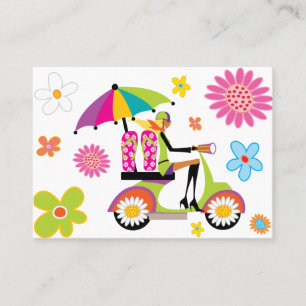 Flower Power Carte de visite Scooter Flip Flops