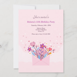 Flower Power Invitation fête d'anniversaire