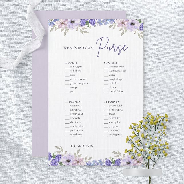 Flower What's In Your Purse Fête des mariées Jeu (Flower What's In Your Purse Bridal Shower Game)