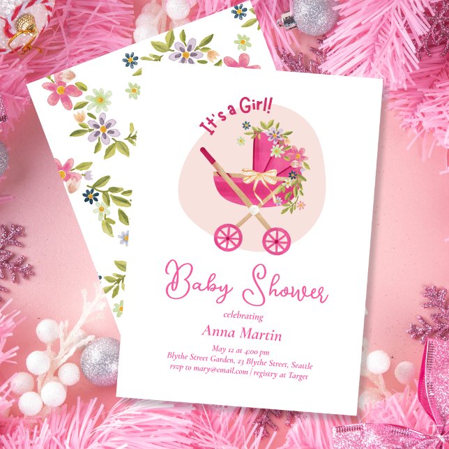 Flowering Carriage Baby Shower Invitation (Créateur téléchargé)