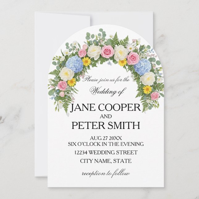 Flowers arrangement Budget Wedding Invitation (Devant)
