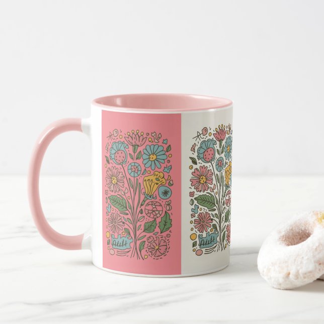 flowers coffee mug (Avec donut)