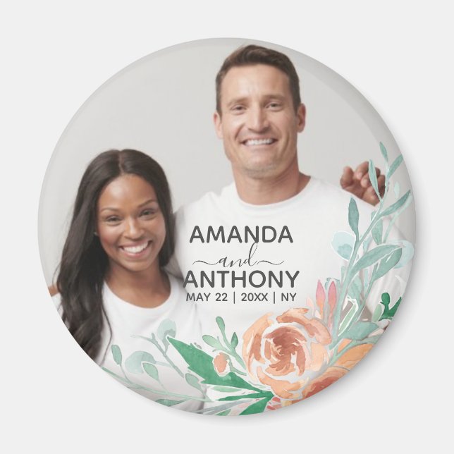 Flowers text and custom photo magnet (Devant)