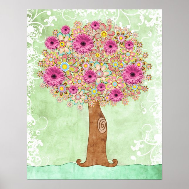 Flowers Tree and Green Floral poster - TBA (Devant)