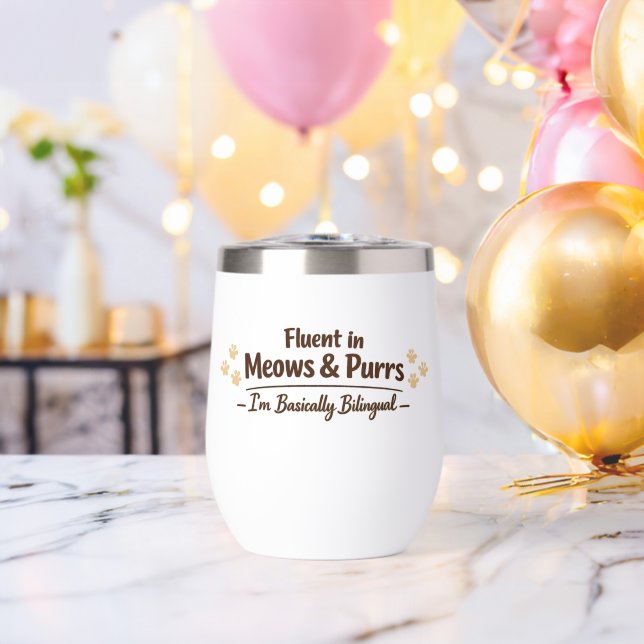 Fluent in Meows & Purrs Funny Cat Lover Gift (Enterrement de vie de garçon (pivoté))