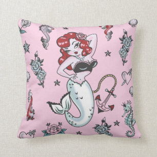 Fluff Molly Mermaid Coussin rose