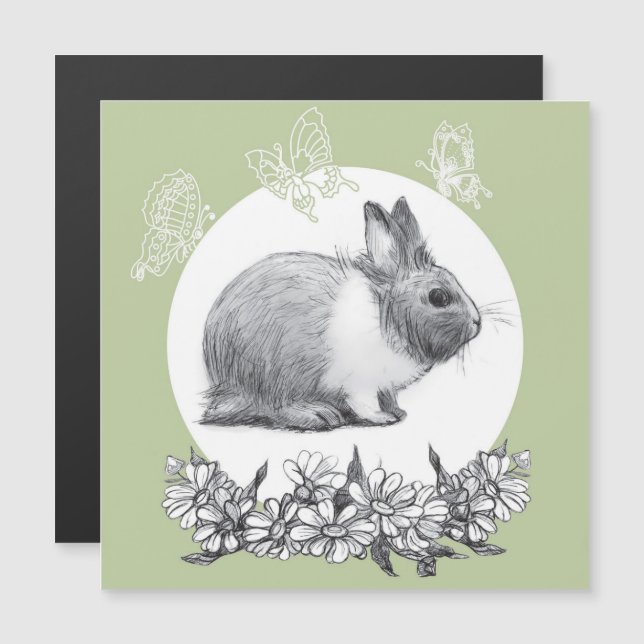 Fluffez le lapin. Dessin au crayon (Devant / Derrière)