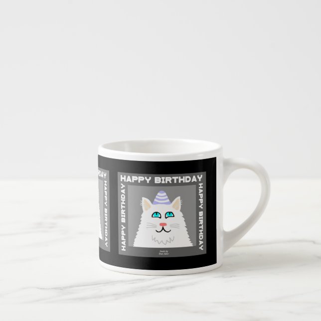 Fluffy Blanc Chat Espresso Mug (Droite)