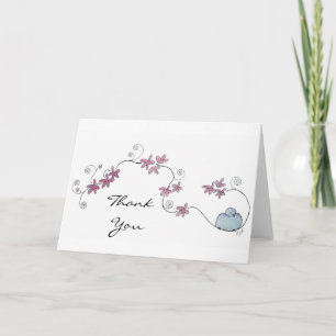 Fluffy Blue Bird Carte de remerciements