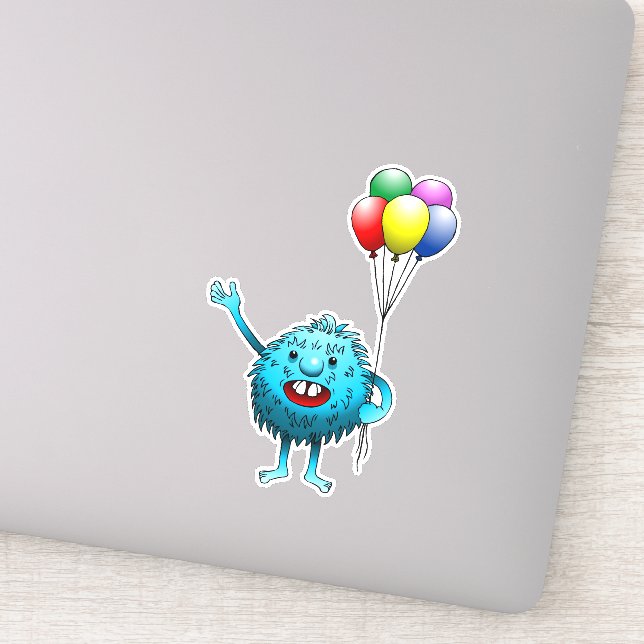 Fluffy & Cute avec ballons Autocollant vinyle (Détail)