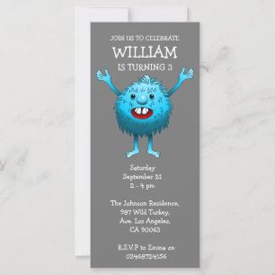 Fluffy Cute Monster Invitation Anniversaire