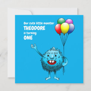 Fluffy Cute Monster Invitation Anniversaire
