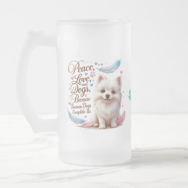 Fluffy Pup Love Glass Mug (Gauche)