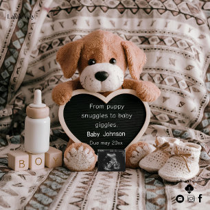 Fluffy Puppy Baby boy et faire-part de grossesse