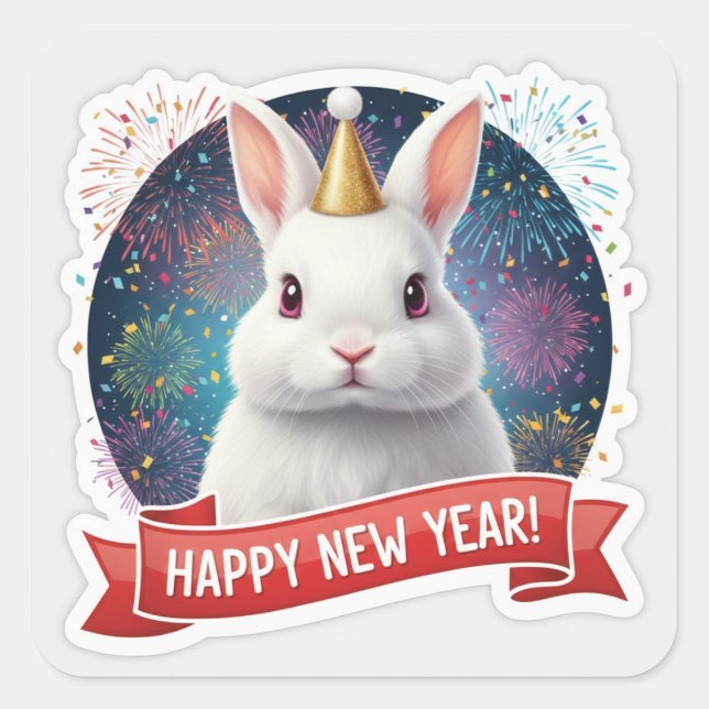 Fluffy Rabbit New Year Sticker (Devant)