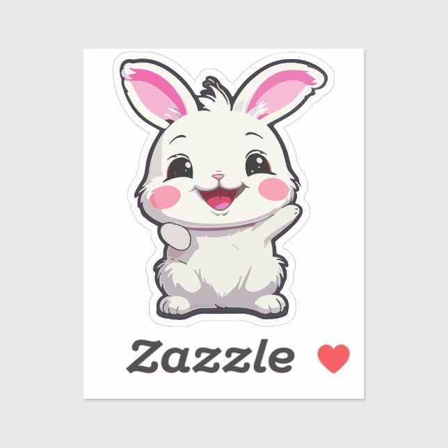 Fluffy White Rabbit Vinyl Sticker (Feuille)
