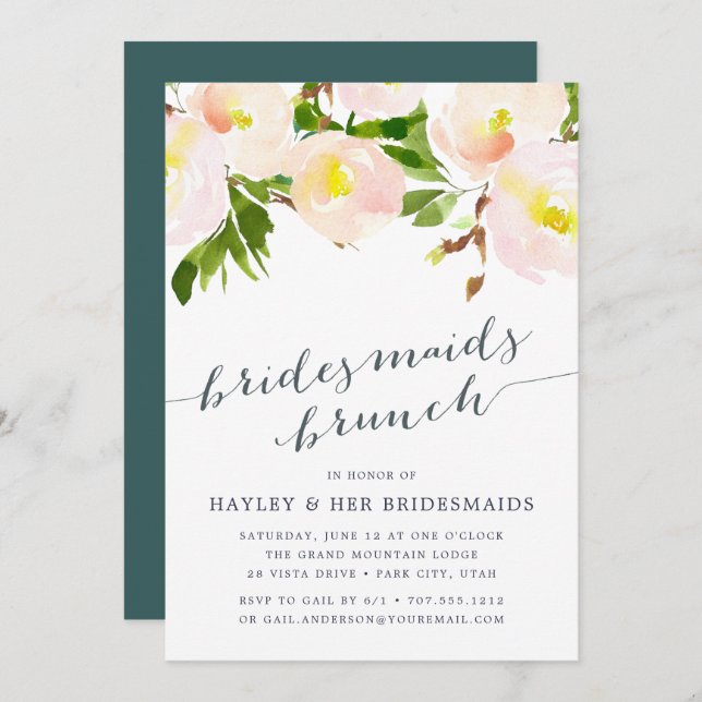 Flush de printemps | Bridesmaids Brunch Invitation (Devant / Derrière)