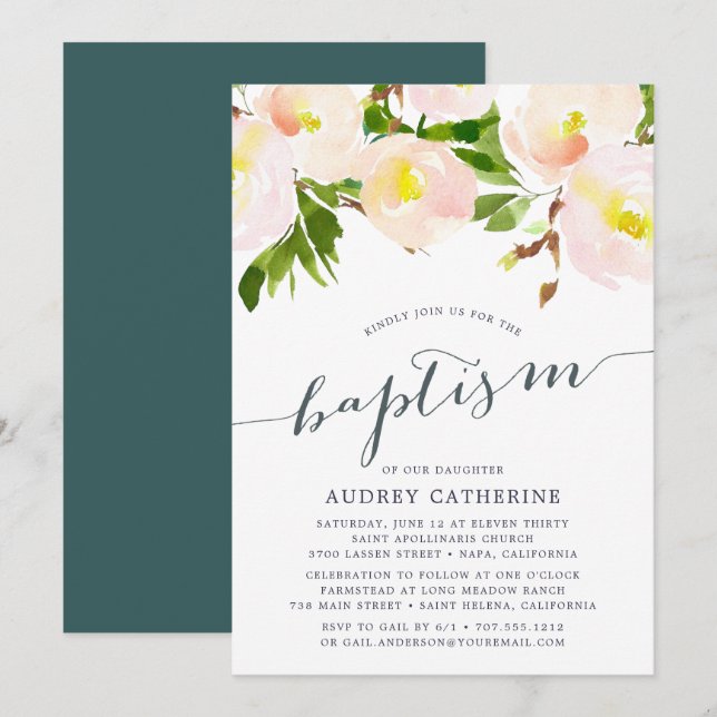 Flush de printemps | Invitation au baptême (Devant / Derrière)