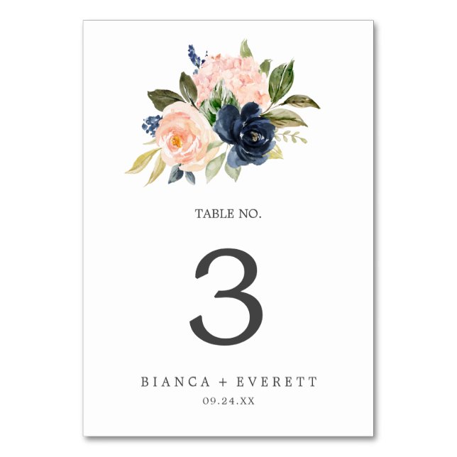 Flush et Navy Flowers | Numéro de table blanche (Par défaut)