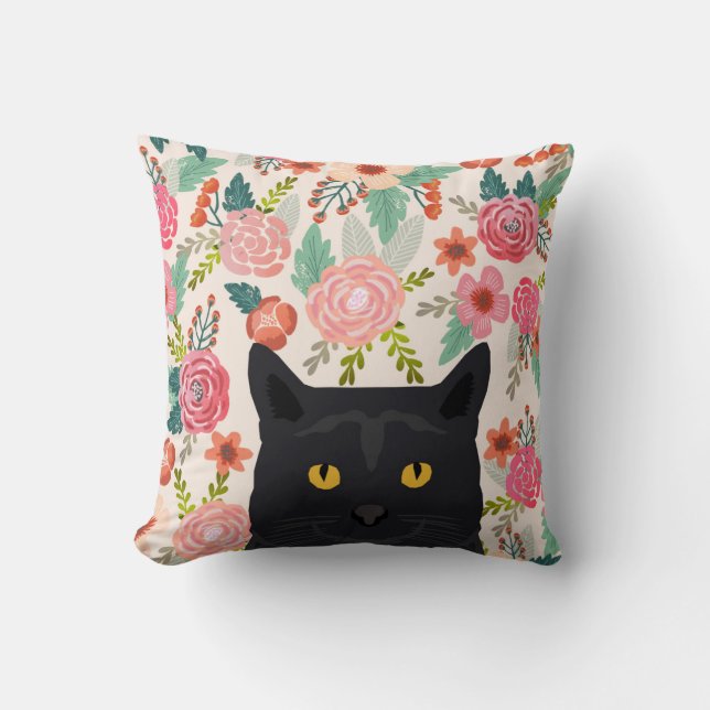 flûte de chat coussin - chat noir mignonne dame de (Recto)