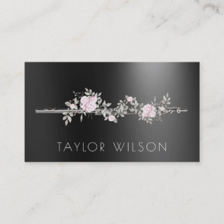 flûte florale sur carte de visite enseignant noir