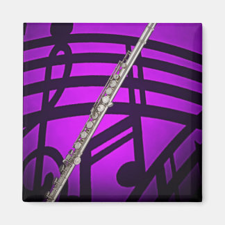 Flûte Flûte Musicien Carré Magnet