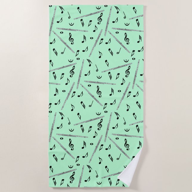 Flute Music Note Serviette de plage Motif (Devant)
