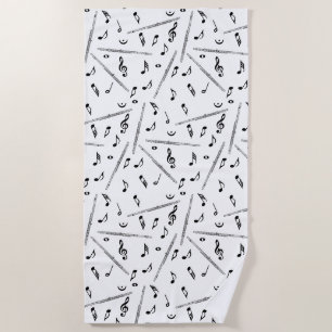 Flute Music Note Serviette de plage Motif