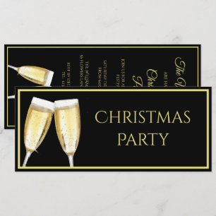 Flûtes à Champagne en Or Invitation pour Soirée de
