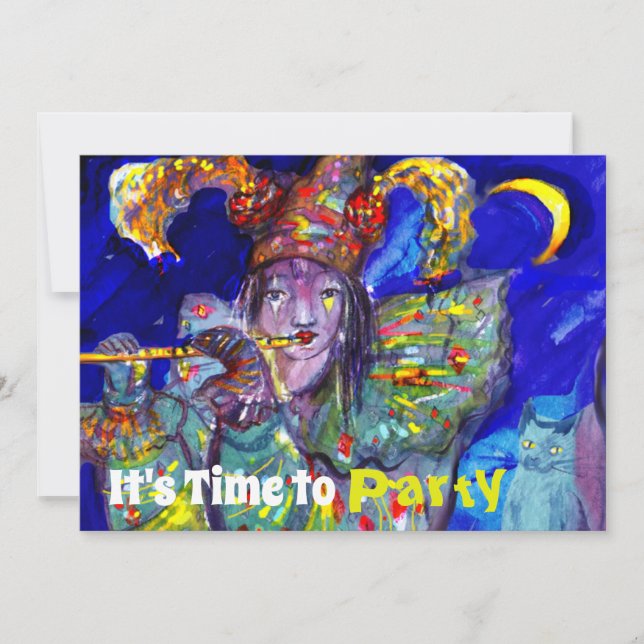 FLUTISTE EN BLEU Anniversaire Invitation (Devant)