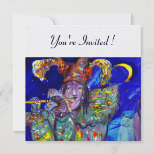 FLUTISTE EN BLEU Invitation de perle du Carnaval v