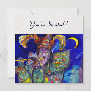 FLUTISTE EN Champagne BLEUE Invitation de fête d'a