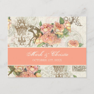 Flutterbyes 'n Rose Elegant Wedding Carte RSVP