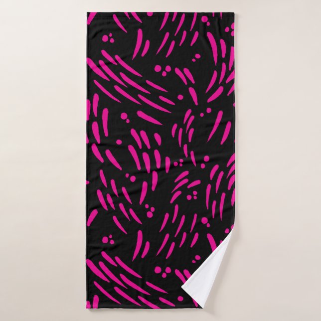 Flux en Magenta et noir (Serviette de bain)